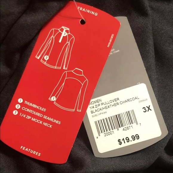 NWT Women’s bcg Plus 1/4 zip Pullover Black/Heather Charcoal Size 3XL - Picture 5 of 5